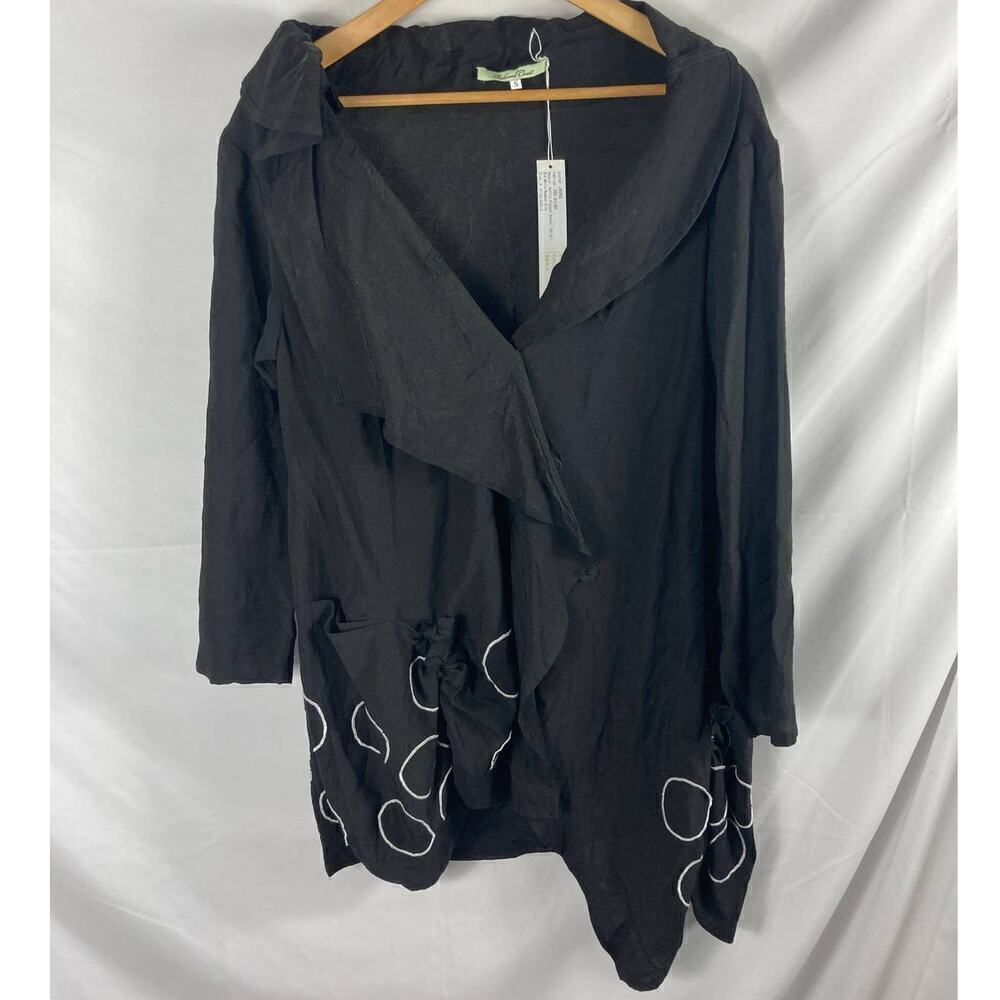 NWT Redwood Court Ruffle Placket Duster in White Bamboo Silk Size Small